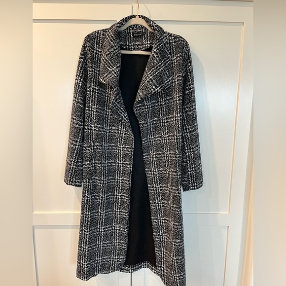 Stella Luce Black and White Checkered Belted Wrap Coat Jacket Women’s | XL - Picture 2 of 7